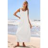 MEROKEETY Women’s Boho Maxi Sundress 2026 Summer Beach Dress Scoop Neck Sleeveless Loose Tank Dress(White)