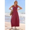 MEROKEETY Women’s Boho Maxi Sundress 2026 Summer Beach Dress Scoop Neck Sleeveless Loose Tank Dress(Wine)