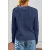 MEROKEETY Women’s Cable Knit Open Front Cardigan Sweaters Fall Long Sleeve Button Down Soft Outwear(Navy)