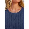 MEROKEETY Women’s Cable Knit Open Front Cardigan Sweaters Fall Long Sleeve Button Down Soft Outwear(Navy)