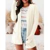 MEROKEETY Women’s Casual Long Sleeve Open Front Cable Knit Cardigans Lightweight Solid Color with Pockets(Beige)