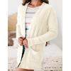MEROKEETY Women’s Casual Long Sleeve Open Front Cable Knit Cardigans Lightweight Solid Color with Pockets(Beige)