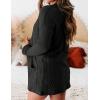 MEROKEETY Women’s Casual Long Sleeve Open Front Cable Knit Cardigans Lightweight Solid Color with Pockets(Black)