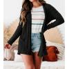 MEROKEETY Women’s Casual Long Sleeve Open Front Cable Knit Cardigans Lightweight Solid Color with Pockets(Black)