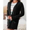 MEROKEETY Women’s Casual Long Sleeve Open Front Cable Knit Cardigans Lightweight Solid Color with Pockets(Black)