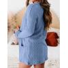 MEROKEETY Women’s Casual Long Sleeve Open Front Cable Knit Cardigans Lightweight Solid Color with Pockets(Blue)