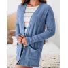MEROKEETY Women’s Casual Long Sleeve Open Front Cable Knit Cardigans Lightweight Solid Color with Pockets(Blue)