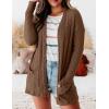 MEROKEETY Women’s Casual Long Sleeve Open Front Cable Knit Cardigans Lightweight Solid Color with Pockets(Coffee)