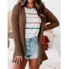 MEROKEETY Women’s Casual Long Sleeve Open Front Cable Knit Cardigans Lightweight Solid Color with Pockets(Coffee)