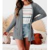 MEROKEETY Women’s Casual Long Sleeve Open Front Cable Knit Cardigans Lightweight Solid Color with Pockets(Grey)