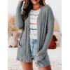 MEROKEETY Women’s Casual Long Sleeve Open Front Cable Knit Cardigans Lightweight Solid Color with Pockets(Grey)