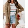 MEROKEETY Women’s Casual Long Sleeve Open Front Cable Knit Cardigans Lightweight Solid Color with Pockets(Khaki)