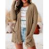 MEROKEETY Women’s Casual Long Sleeve Open Front Cable Knit Cardigans Lightweight Solid Color with Pockets(Khaki)