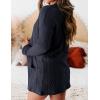 MEROKEETY Women’s Casual Long Sleeve Open Front Cable Knit Cardigans Lightweight Solid Color with Pockets(Navy)