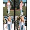 MEROKEETY Women’s Casual Long Sleeve Open Front Cable Knit Cardigans Lightweight Solid Color with Pockets(Pink)