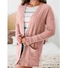 MEROKEETY Women’s Casual Long Sleeve Open Front Cable Knit Cardigans Lightweight Solid Color with Pockets(Pink)