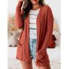 MEROKEETY Women’s Casual Long Sleeve Open Front Cable Knit Cardigans Lightweight Solid Color with Pockets(Rust)