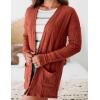 MEROKEETY Women’s Casual Long Sleeve Open Front Cable Knit Cardigans Lightweight Solid Color with Pockets(Rust)
