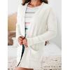 MEROKEETY Women’s Casual Long Sleeve Open Front Cable Knit Cardigans Lightweight Solid Color with Pockets(White)