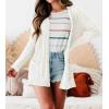 MEROKEETY Women’s Casual Long Sleeve Open Front Cable Knit Cardigans Lightweight Solid Color with Pockets(White)