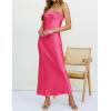 MEROKEETY Women’s Cocktail Dresses Summer 2026 Satin Strapless Tube Bodycon Backless Wedding Guest Formal Party Maxi Dress(Hot Pink)