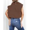 MEROKEETY Women’s Crop Puffer Vest Lightweight Stand Collar Sleeveless Zip Up Padded Gilet Coat(Coffee)