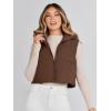 MEROKEETY Women’s Crop Puffer Vest Lightweight Stand Collar Sleeveless Zip Up Padded Gilet Coat(Coffee)