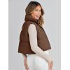 MEROKEETY Women’s Crop Puffer Vest Lightweight Stand Collar Sleeveless Zip Up Padded Gilet Coat(Coffee)