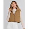 MEROKEETY Women’s Crop Puffer Vest Lightweight Stand Collar Sleeveless Zip Up Padded Gilet Coat(Khaki)