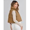 MEROKEETY Women’s Crop Puffer Vest Lightweight Stand Collar Sleeveless Zip Up Padded Gilet Coat(Khaki)