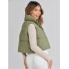 MEROKEETY Women’s Crop Puffer Vest Lightweight Stand Collar Sleeveless Zip Up Padded Gilet Coat(Pea Green)