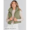 MEROKEETY Women’s Crop Puffer Vest Lightweight Stand Collar Sleeveless Zip Up Padded Gilet Coat(Pea Green)