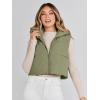 MEROKEETY Women’s Crop Puffer Vest Lightweight Stand Collar Sleeveless Zip Up Padded Gilet Coat(Pea Green)
