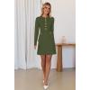 MEROKEETY Women’s Fall 2026 Long Sleeve Bodycon Sweater Dress Button Crew Neck Winter Formal Mini Dresses(Army Green)