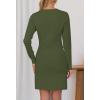 MEROKEETY Women’s Fall 2026 Long Sleeve Bodycon Sweater Dress Button Crew Neck Winter Formal Mini Dresses(Army Green)