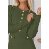 MEROKEETY Women’s Fall 2026 Long Sleeve Bodycon Sweater Dress Button Crew Neck Winter Formal Mini Dresses(Army Green)