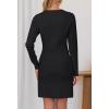 MEROKEETY Women’s Fall 2026 Long Sleeve Bodycon Sweater Dress Button Crew Neck Winter Formal Mini Dresses(Black)