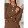 MEROKEETY Women’s Fall 2026 Long Sleeve Bodycon Sweater Dress Button Crew Neck Winter Formal Mini Dresses(Coffee)