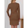 MEROKEETY Women’s Fall 2026 Long Sleeve Bodycon Sweater Dress Button Crew Neck Winter Formal Mini Dresses(Coffee)