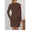 MEROKEETY Women’s Fall 2026 Long Sleeve Bodycon Sweater Dress Button Crew Neck Winter Formal Mini Dresses(Dark Coffee)