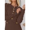 MEROKEETY Women’s Fall 2026 Long Sleeve Bodycon Sweater Dress Button Crew Neck Winter Formal Mini Dresses(Dark Coffee)