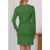MEROKEETY Women’s Fall 2026 Long Sleeve Bodycon Sweater Dress Button Crew Neck Winter Formal Mini Dresses(Green)