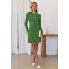 MEROKEETY Women’s Fall 2026 Long Sleeve Bodycon Sweater Dress Button Crew Neck Winter Formal Mini Dresses(Green)
