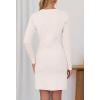 MEROKEETY Women’s Fall 2026 Long Sleeve Bodycon Sweater Dress Button Crew Neck Winter Formal Mini Dresses(Ivory)