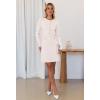 MEROKEETY Women’s Fall 2026 Long Sleeve Bodycon Sweater Dress Button Crew Neck Winter Formal Mini Dresses(Ivory)