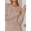 MEROKEETY Women’s Fall 2026 Long Sleeve Bodycon Sweater Dress Button Crew Neck Winter Formal Mini Dresses(Khaki)