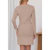MEROKEETY Women’s Fall 2026 Long Sleeve Bodycon Sweater Dress Button Crew Neck Winter Formal Mini Dresses(Khaki)
