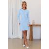 MEROKEETY Women’s Fall 2026 Long Sleeve Bodycon Sweater Dress Button Crew Neck Winter Formal Mini Dresses(Light Blue)