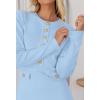 MEROKEETY Women’s Fall 2026 Long Sleeve Bodycon Sweater Dress Button Crew Neck Winter Formal Mini Dresses(Light Blue)