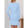 MEROKEETY Women’s Fall 2026 Long Sleeve Bodycon Sweater Dress Button Crew Neck Winter Formal Mini Dresses(Light Blue)